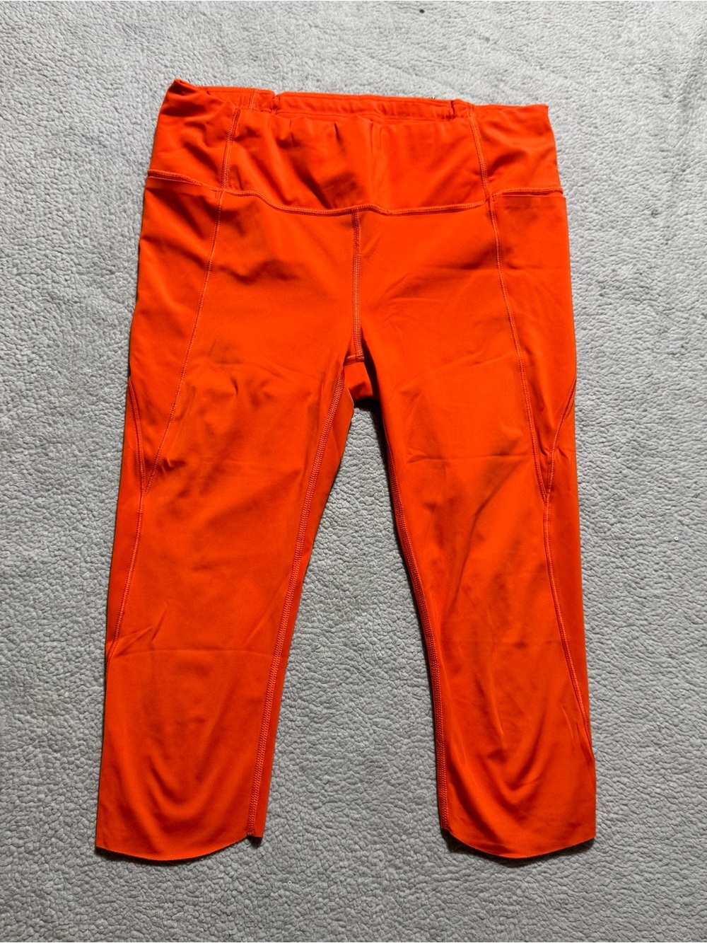 Athleta Leggings Womens Small Neon Orange Stretch Waist Cropped Zip Pocket Gym